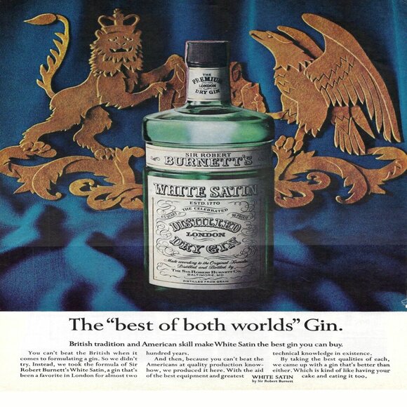 1967 Sir Robert Burnett’s White Satin Best Gin Vintage Magazine Print Ad/Poster - Picture 1 of 1